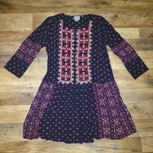 Anthropologie Vanessa Virginia Kaleidoscope Boho Dress Beaded-Embroidery XS